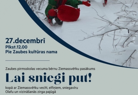 Zaubes pirmsskolas vecuma bērnu Ziemassvētku pasākums "Lai sniegi put"