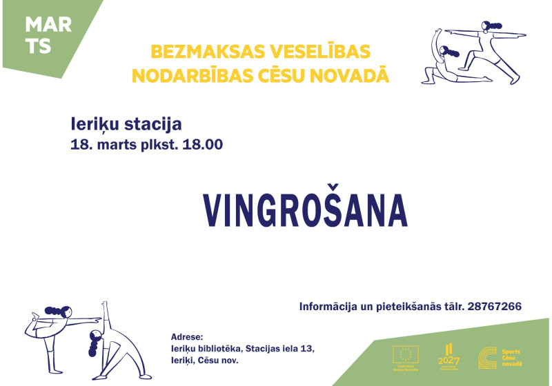 Bezmaksas veselības vingrošana Ieriķos