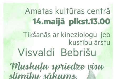 Tikšanās ar kustību ārstu Visvaldi Bebrišu Amatas Kultūras centrā