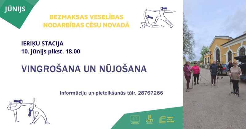 Bezmaksas veselības nodarbība Ieriķu stacijā