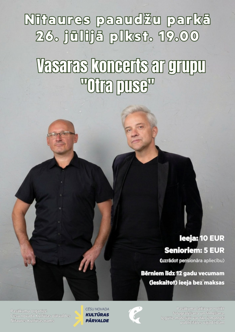Vasaras koncerts ar grupu "Otra puse" Nītaures paaudžu parkā